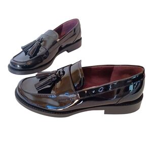 Franco Sarto Loafers Women's Black Size 7 Patent Leather Tassels Style Lucia NWT